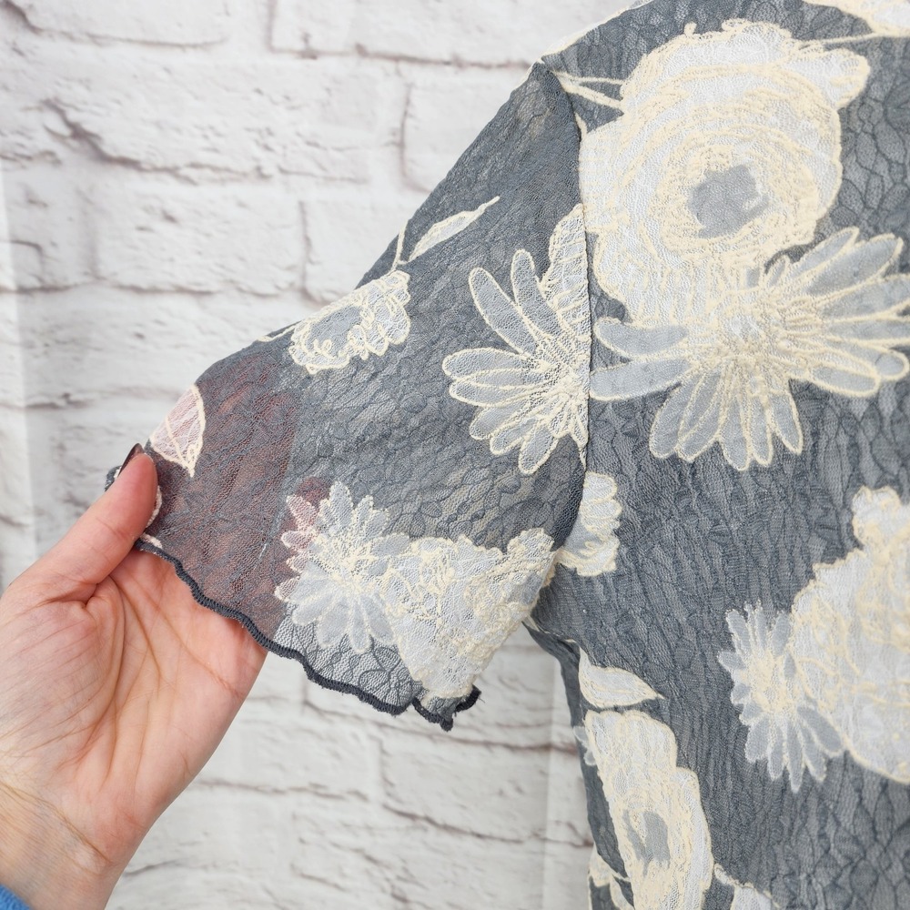 CJ Banks Whimsigoth Dark Romance Top Fairy Floral Flutter Office Work Size 1X - Picture 2 of 6